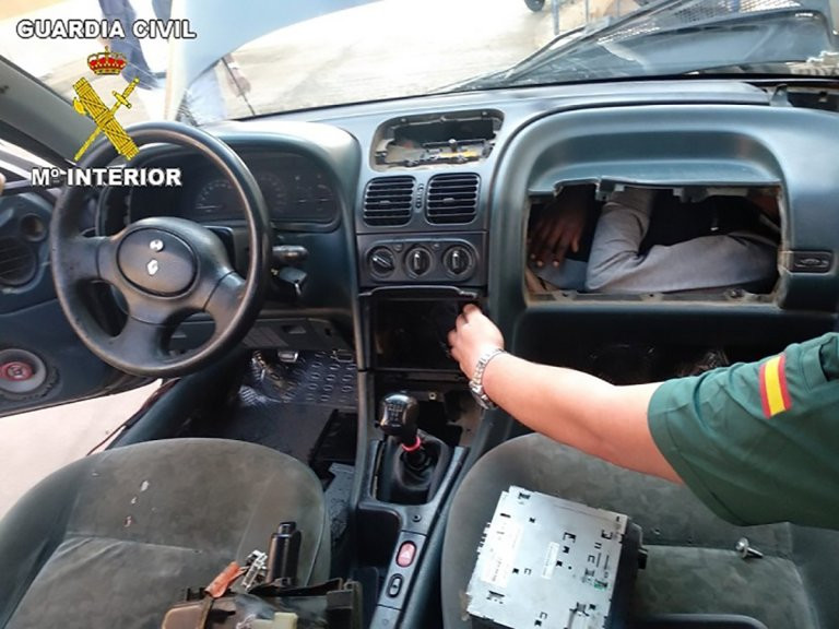 Two people were found inside the dashboard Picture by Guardia Civil 