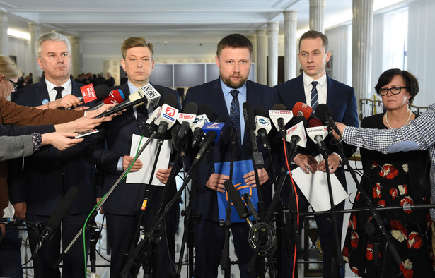 Politycy PO: Cezary Grabarczyk, Mariusz Witczak, Marcin Kierwiński, Cezary Tomczyk i Joanna Kluzik-Rostkowska