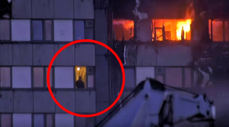 Ember a lángoló toronyházban / Fotó: youtube