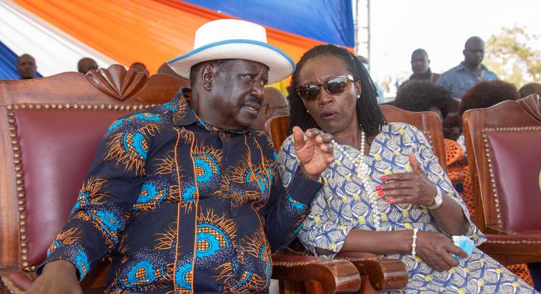 Azimio leaders Raila Odinga and Martha Karua during a rally in Kisumu