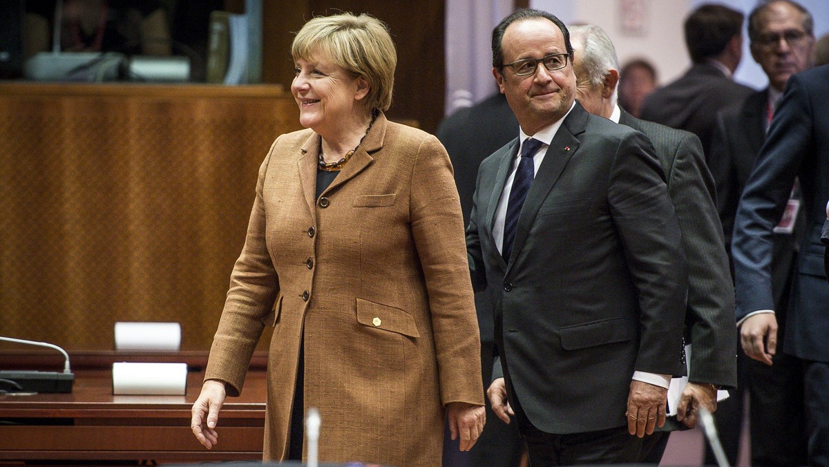 Angela Merkel i François Holland przemówienie parlament europejski