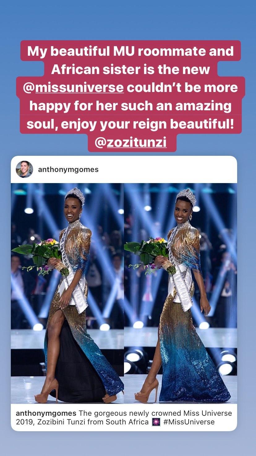 Miss Nigeria Universe cheers Miss South Africa as she wins Miss