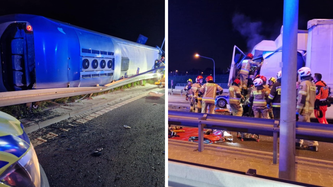 Dwa poważne wypadki w Warszawie. Przewrócił się autobus z pasażerami