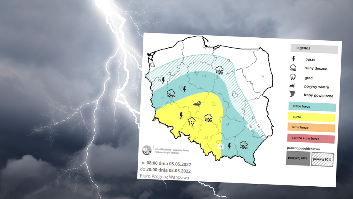 Prognoza pogody na czwartek, 5 maja. Zacznie padać i grzmieć. Możliwy grad