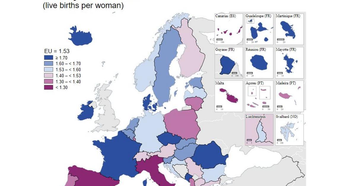 European fertility map.  Poland with the fourth worst result