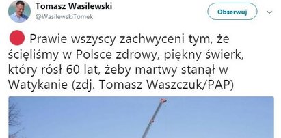 Prezenter TVN o świerku dla papieża. Rozpętał burzę w sieci