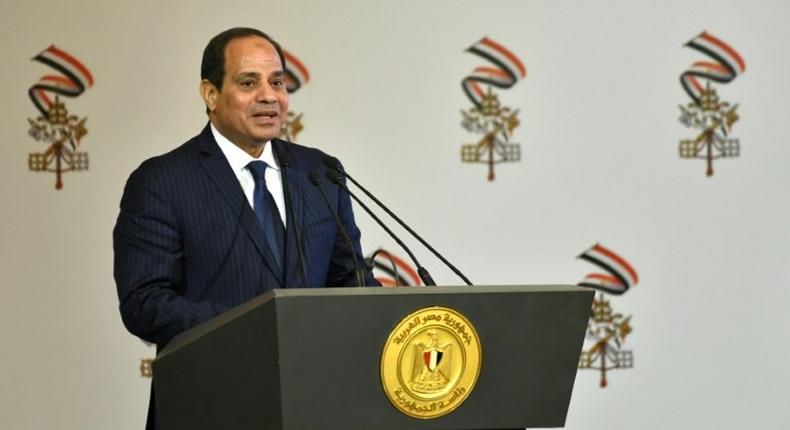 Egyptian President Abdel Fattah al-Sisi, pictured in April 2017, ratified a law that heavily regulates NGOs