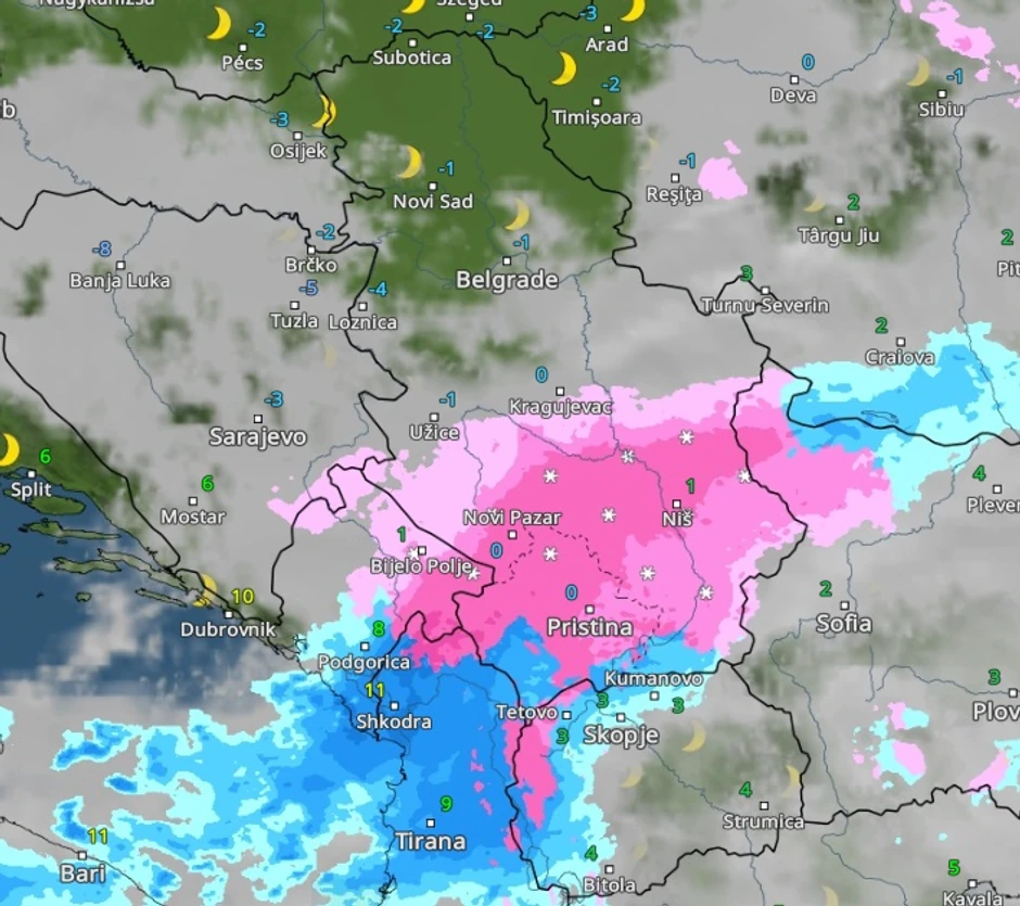 Sneg u Srbiji u 23 sata