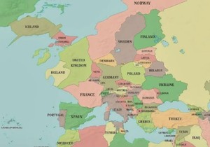 Mapa Evrope kada bi nivo mora opao za 1.000 metara