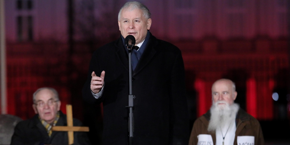 Jarosław Kaczyński przemawiał podczas 95. miesięcznicy smoleńskiej