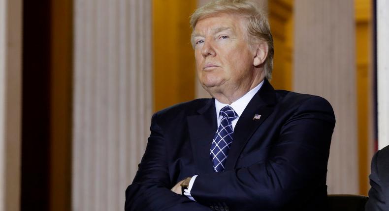 U.S. President Donald Trump attends the U.S. Holocaust Memorial Museum's Days of Remembrance ceremony in the Capitol Rotunda in Washington, U.S, April 25, 2017.