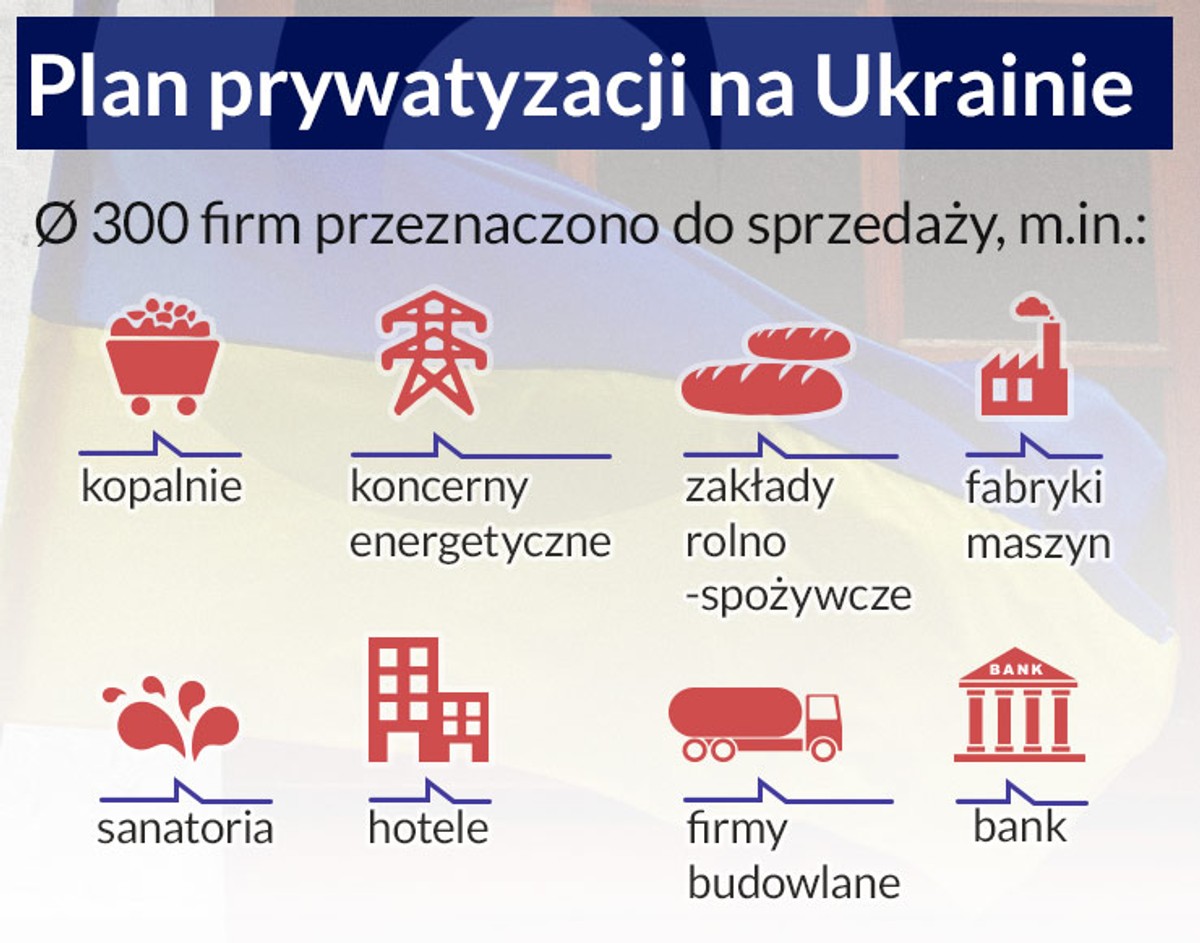 Plan prywatyzacji na Ukrainie (infografika Dariusz Gąszczyk/CC by Jennifer Boyer)