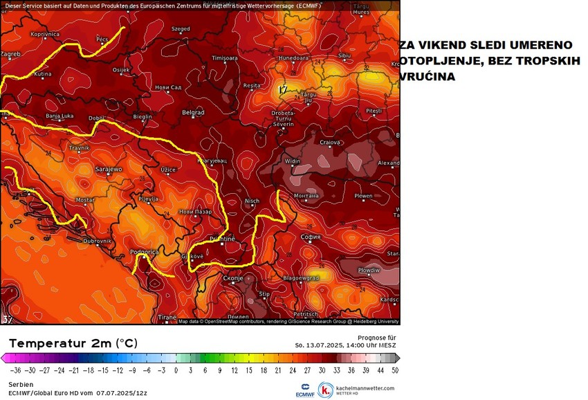 Postepeno otopljenje, ali bez jakih vrućina kao u prethodnom periodu