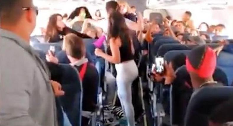 5 Female plane passengers filmed fighting viciously over 'loud music' 