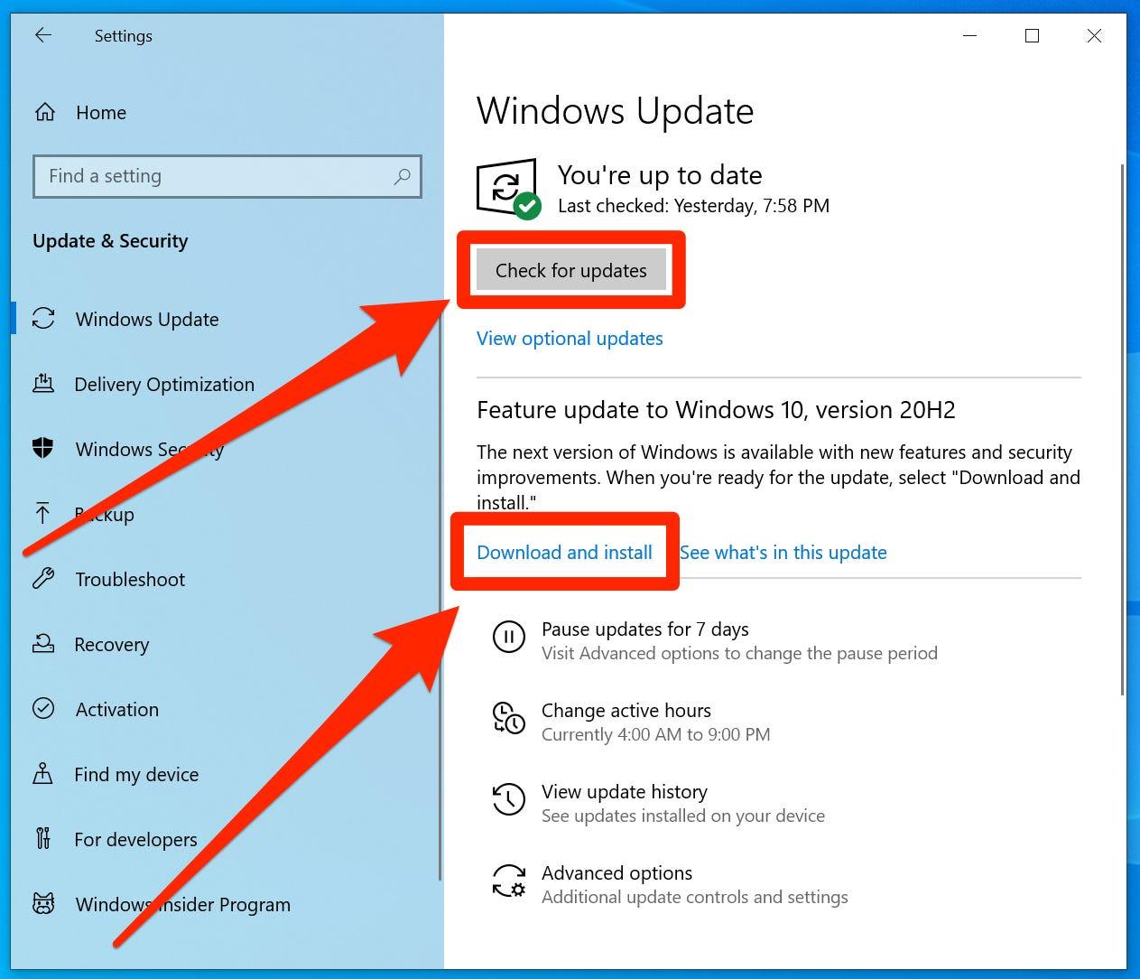 How to update a Windows computer manually, or pause automatic updates