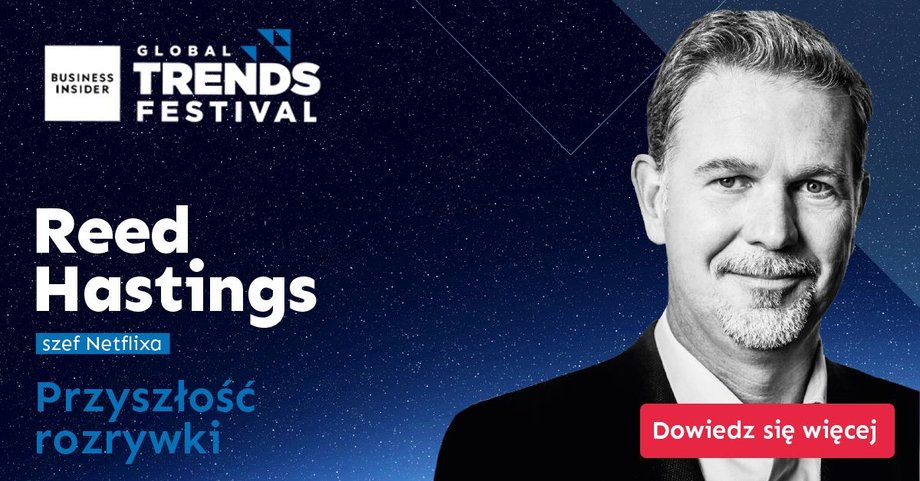 Reed Hastings to amerykański miliarder, założyciel Netfliksa. Będzie prelegentem podczas Global Trends Festival.