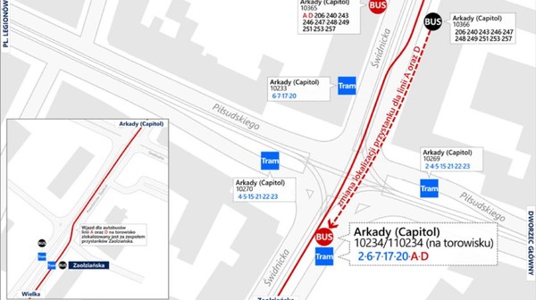 Przystanek w pobliżu teatry muzycznego Capitol będzie tramwajowo-autobusowy