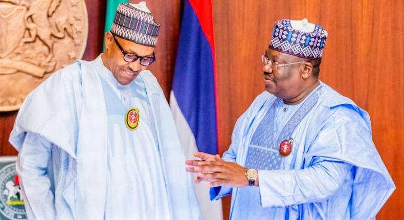 Senate President Ahmad Lawan (right) has long been accused of being a legislative figurehead for President Muhammadu Buhari (left), but he says he'll never be in support of a third third agenda for the 78-year-old former military ruler [Twitter/@SPNigeria]
