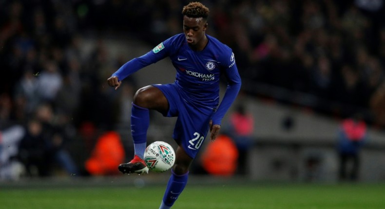 Bayern Munich target Callum Hudson-Odoi controls the ball during Chelsea's 1-0 defeat to Tottenham Hotspur on Tuesday in the league cup semi-final at Wembley Stadium.