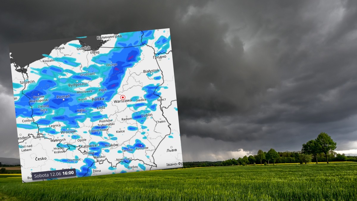 Prognoza pogody na sobotę 12 czerwca. Gdzie będzie padać? Gdzie burze?