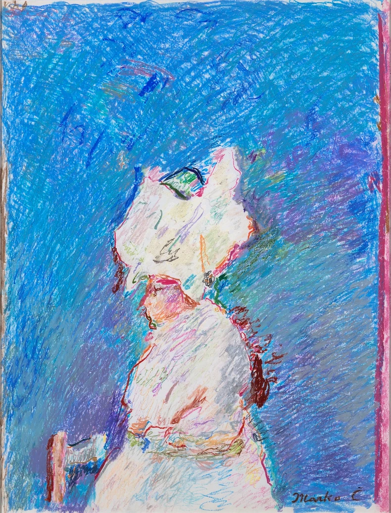 Kaluđerica na plavoj pozadini II, 65x50cm