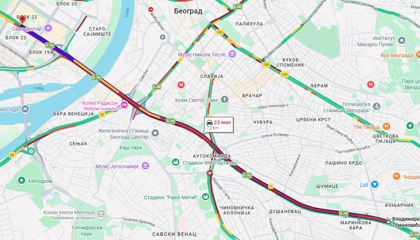 Moto-put kroz Beograd, jutros je za 7 km bilo potrebno oko 20 minuta 