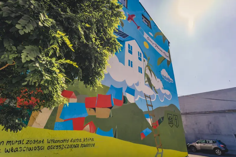 Mural został wykonany przy pomocy farby PF-10 Airsol. Taka farba zaczyna działać pod wpływem światła. Dodatkowo farba wzmacnia fasadę, jest samooczyszczająca, a co najważniejsze - działa także w zimie. Jeśli chodzi o jej skuteczność, to 1000 m² jest w stanie w ciągu roku usunąć 32 tony zanieczyszczeń, co odpowiada posadzeniu 100 drzew.