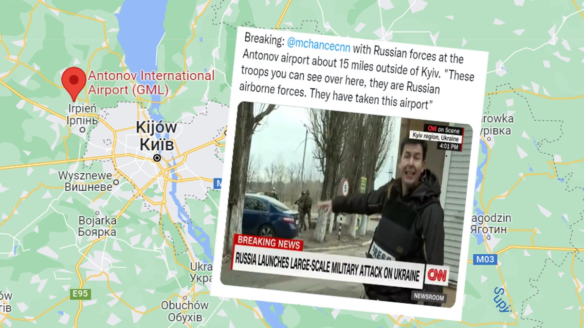 Wojna Rosja-Ukraina. CNN pokazała na żywo żołnierzy rosyjskich 25 km od Kijowa