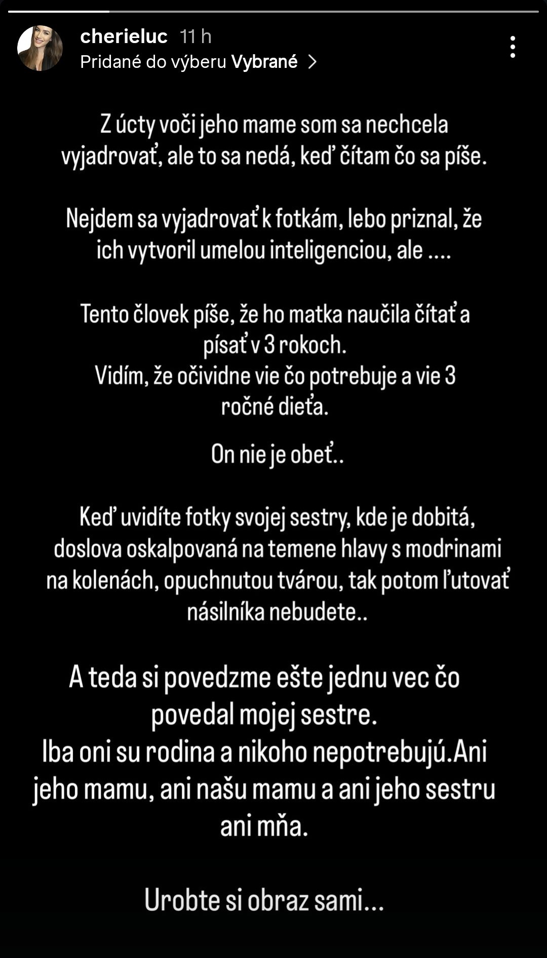 Gregušovej sestra Lucia napísala čo mal Mario Cimarro robiť Broni. 