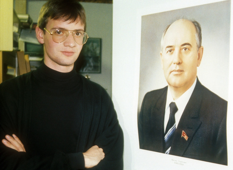 Mathias Rust und Porträt von Michail Gorbatschow