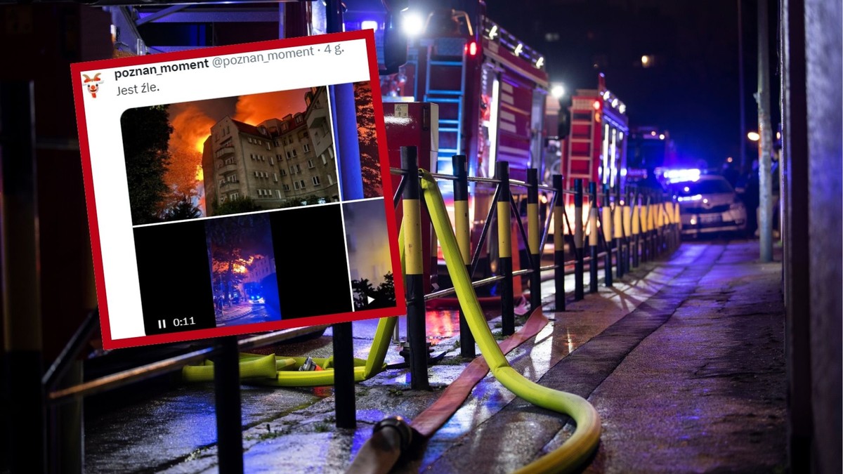 Ogromny pożar w Poznaniu. 9 strażaków zostało poszkodowanych