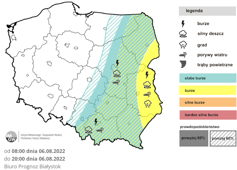 Burze możliwe są na wschodzie i południowym wschodzie