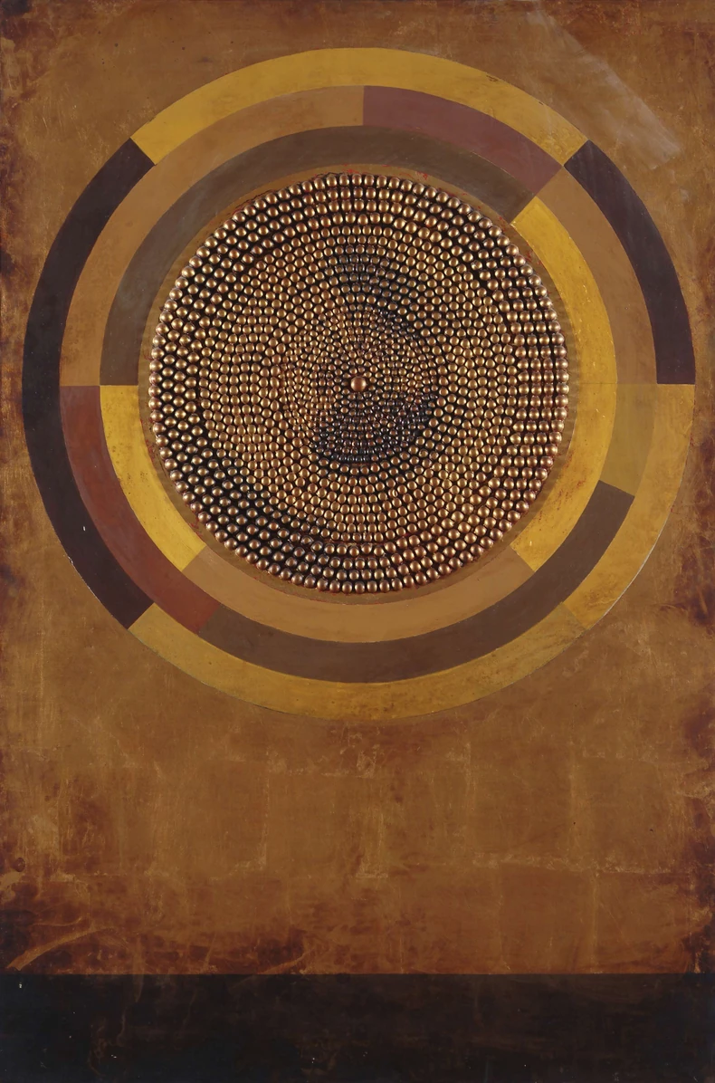 Lazar Vozarevic Difrakcija 1968 ulje i metal na platnu 150 x 100 cm