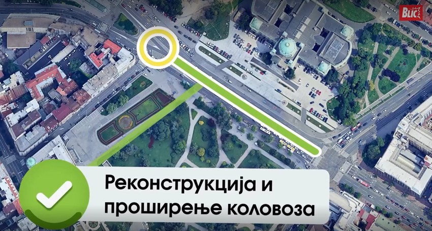 radovi kod Narodne Skupštine - Rekonstrukcija i proširenje kolovoza