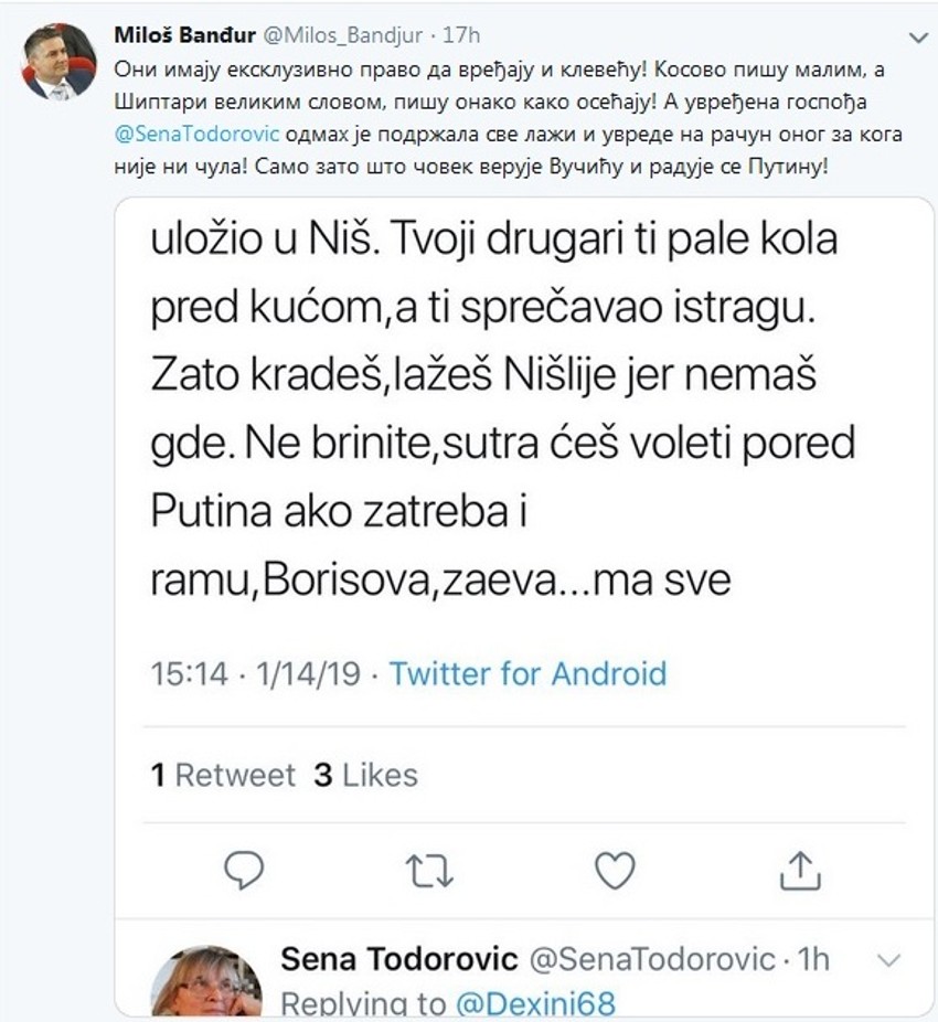 Banđur pokusao da se opravda šta je isprvociralo njegovu reakciju 