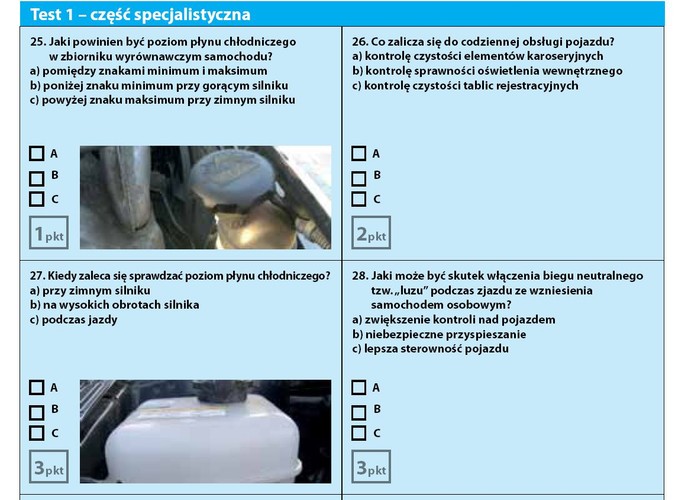 Przykładowy zestaw  pytań - część specjalistyczna