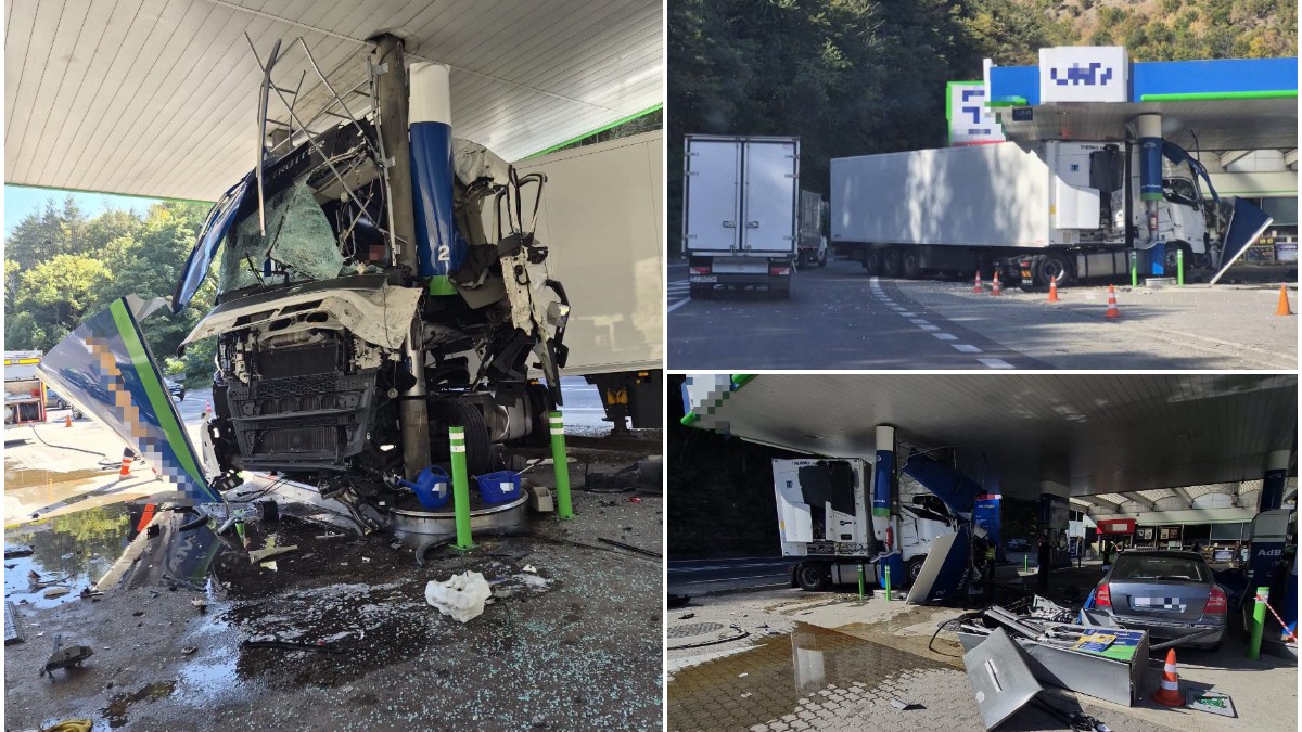 Un șofer a intrat cu TIR-ul într-o benzinărie pe Valea Oltului, la Călimănești, unde a distrus o pompă de alimentare