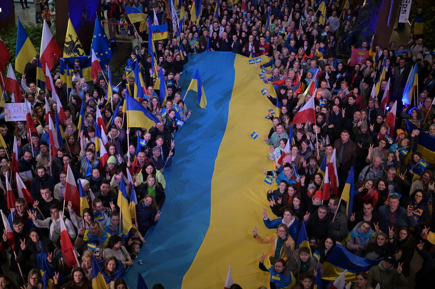 Wiec solidarności z Ukrainą w rocznicę rosyjskiej inwazji, Gdańsk, 24 lutego 2024 r.