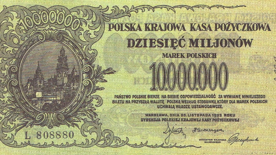 Banknot 10 mln mkp Polskiej Krajowej Kasy Pożyczkowej. Emisja z dnia 20 listopada 1923 roku