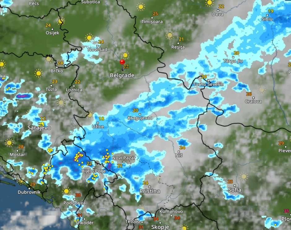 Kretanje nevremena u 14 sati