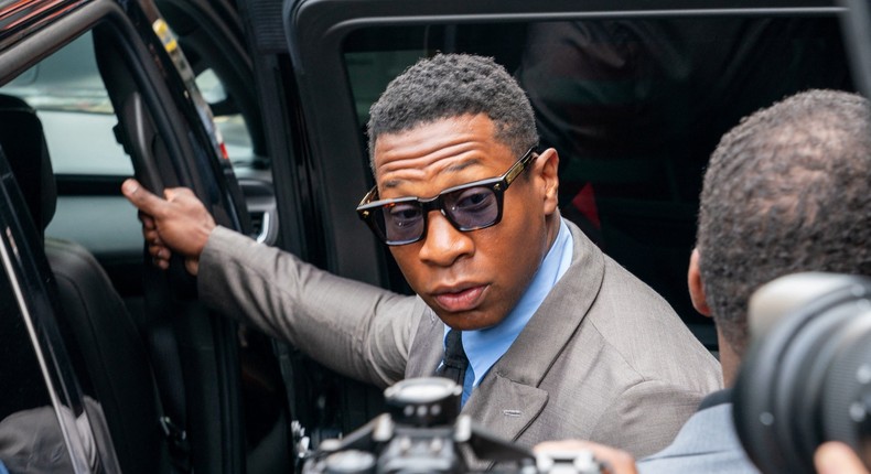 Actor Jonathan Majors outside Manhattan Criminal Court.REUTERS/David 'Dee' Delgado