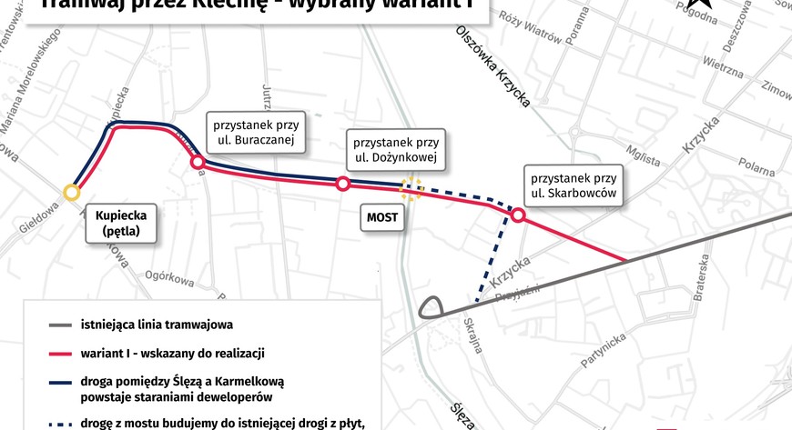 Tak pojedzie tramwaj przez Klecinę