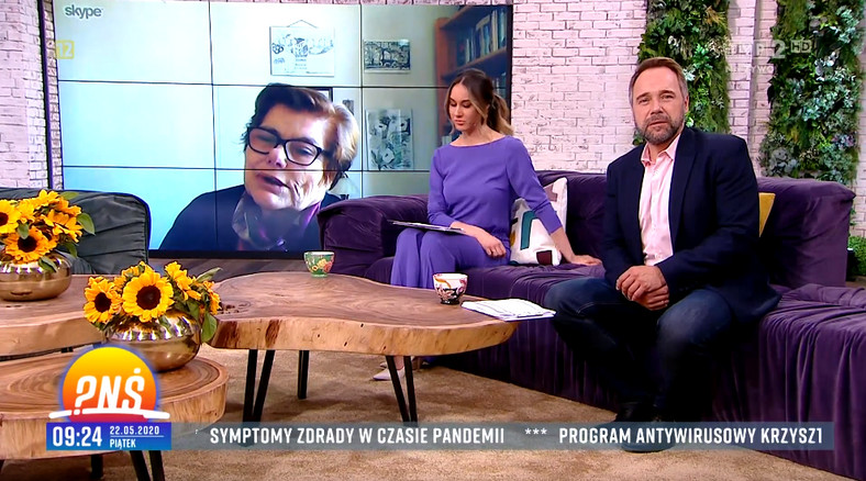 Łukasz Nowicki i Ida Nowakowska na planie programu "Pytanie na śniadanie"