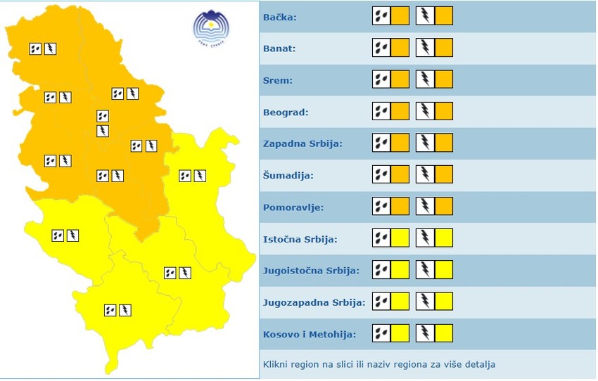 Meteoalarm za sredu
