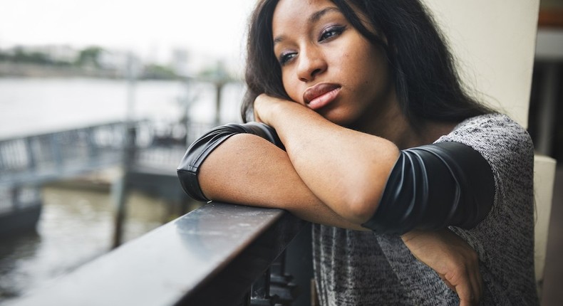 Worried young woman.