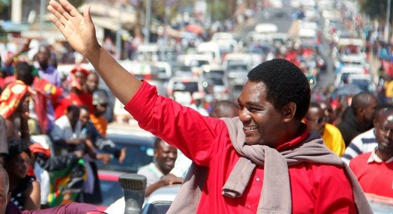 Zambian opposition leader Hakainde Hichilema leaving prison after treason charges against him were dropped