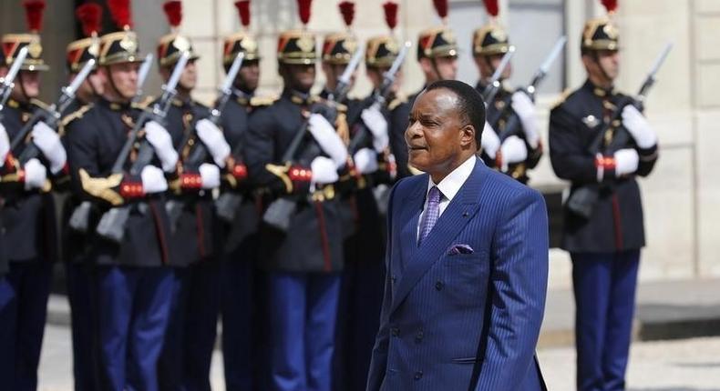 Congo's Republic President Denis Sassou-Nguesso arrives for a meeting at the Elysee Palace in Paris, France, July 7, 2015. REUTERS/Pascal Rossignol