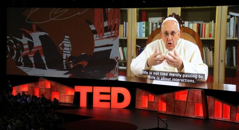 Pope Francis gives a TED talk in Vancouver, Canada urging harmony over division to shape society going forward