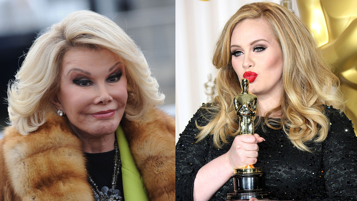 O Joan Rivers rozpisują się ostatnio zagraniczne gazety. Powód? 79-letnia aktorka oskarża Adele o promowanie otyłości wśród młodych dziewczyn. W niewybredny sposób żartuje sobie z niej publicznie oraz obraża.