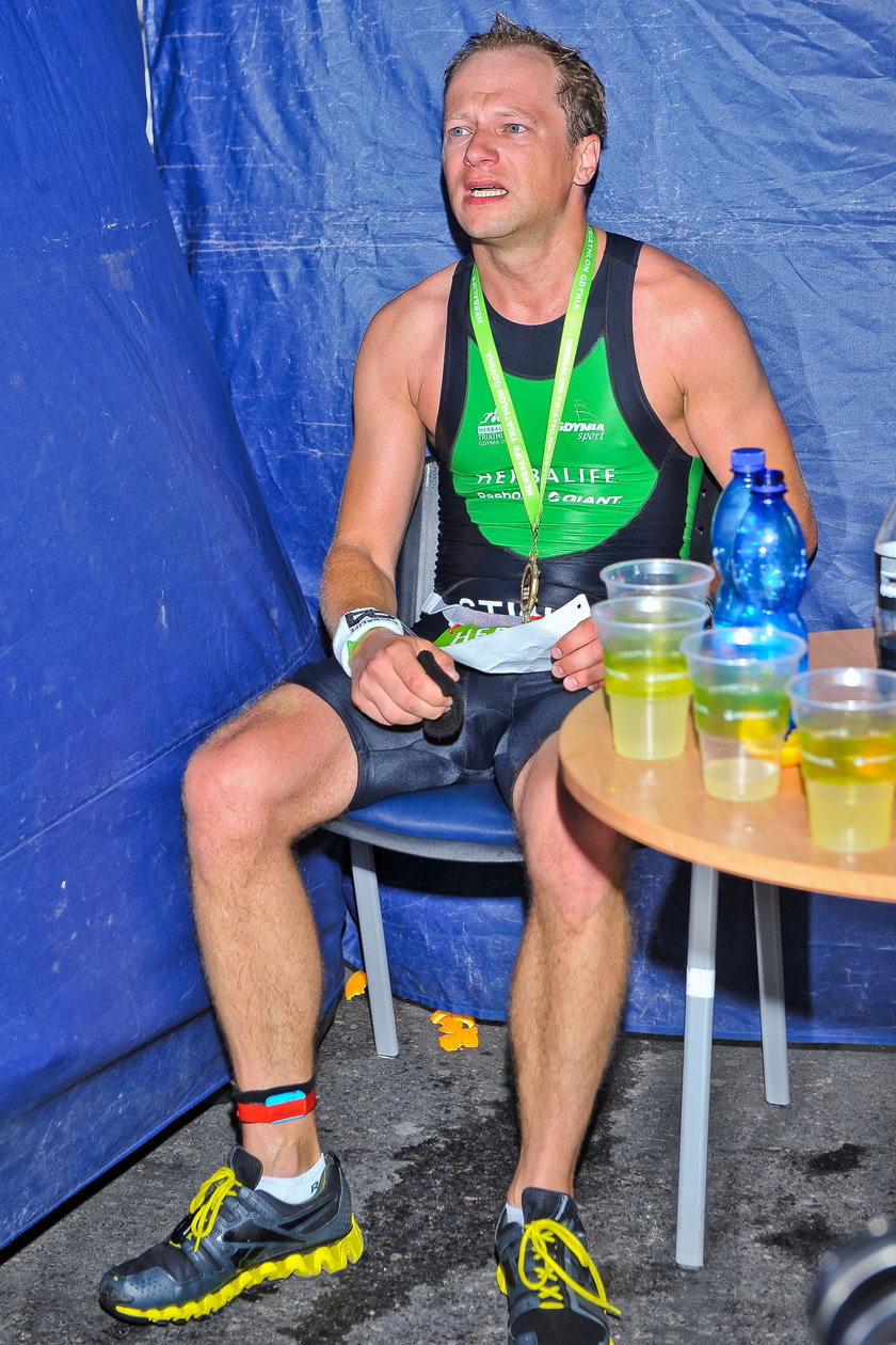 Maciej Stuhr na triathlonie w Gdyni